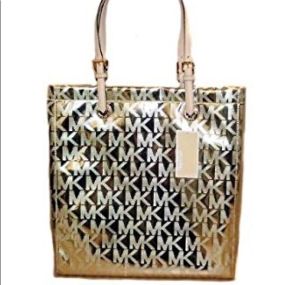 Michael Kors Handbags - Michael Kors Gold Signature Logo Tote